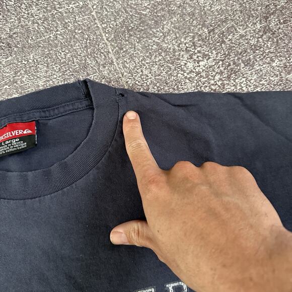 Mens Vintage Y2K Quiksilver Boardriding Navy Blue Skate Graphic T Shirt Tee Sz L - Picture 3 of 4